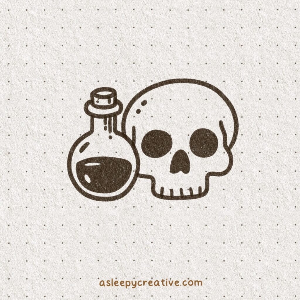 Easy Drawing Idea : Skull and Potion