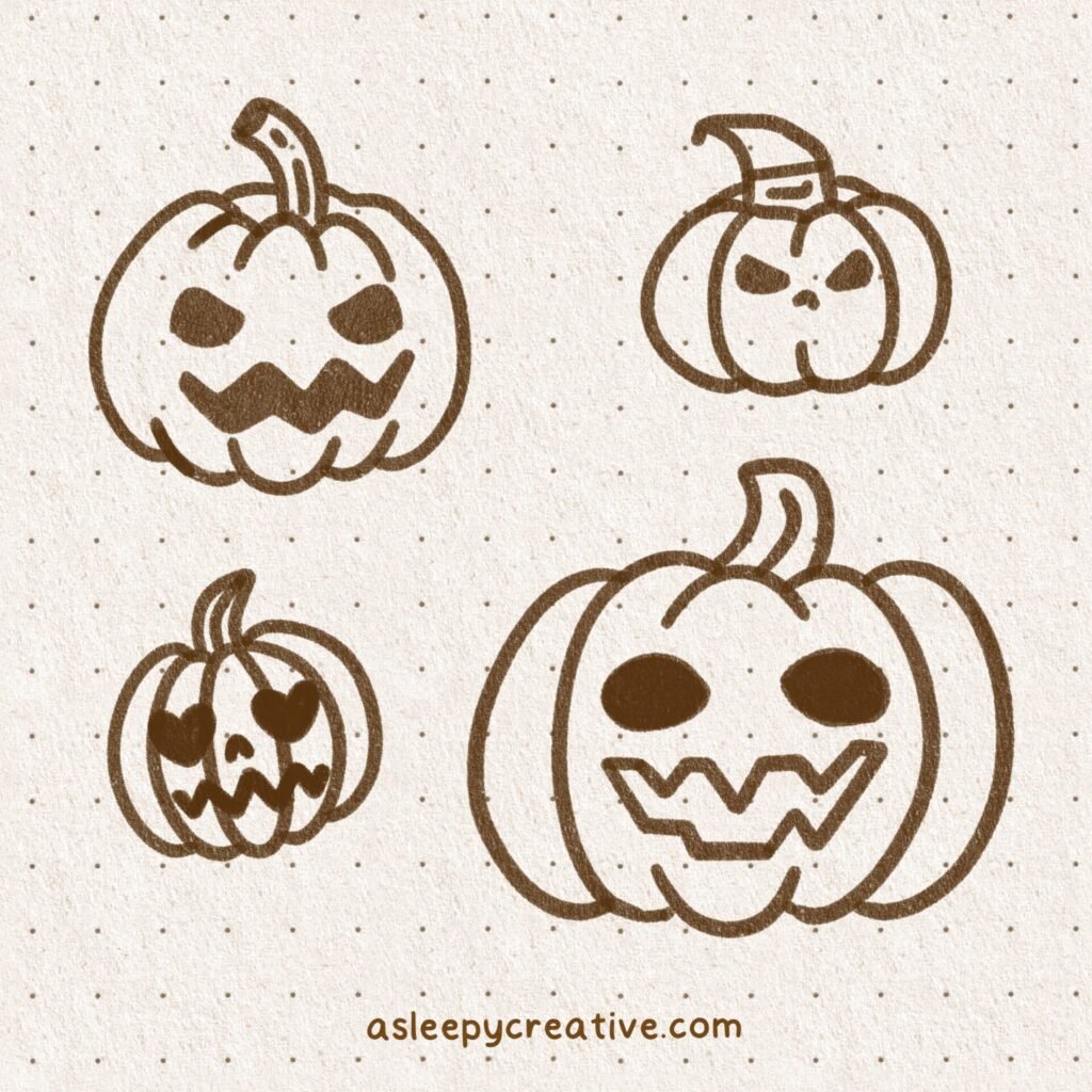 Easy Drawing Idea : Halloween Pumpkins