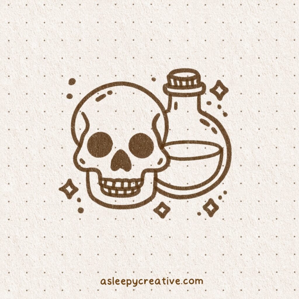 Easy Drawing Idea : Skull and Potion