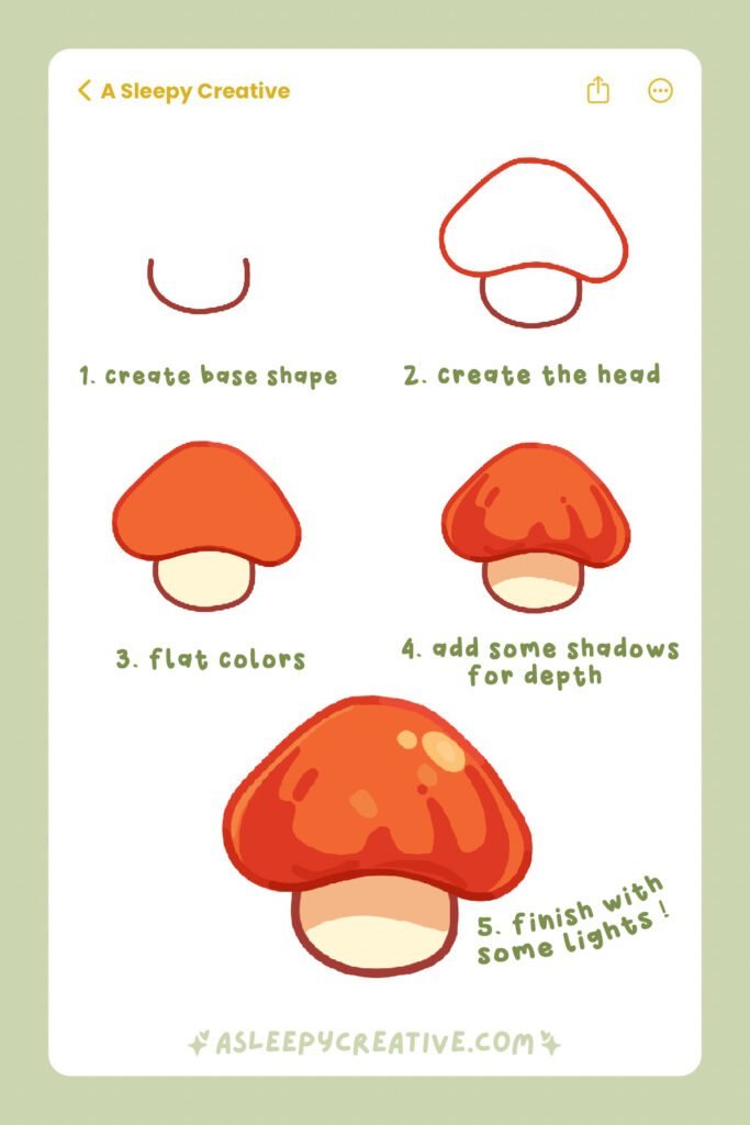 Cute Mushroom Drawing Idea