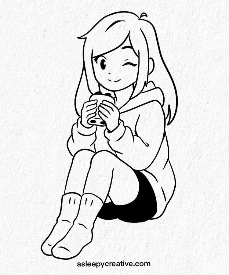Anime Girl Eating Pain au Chocolat