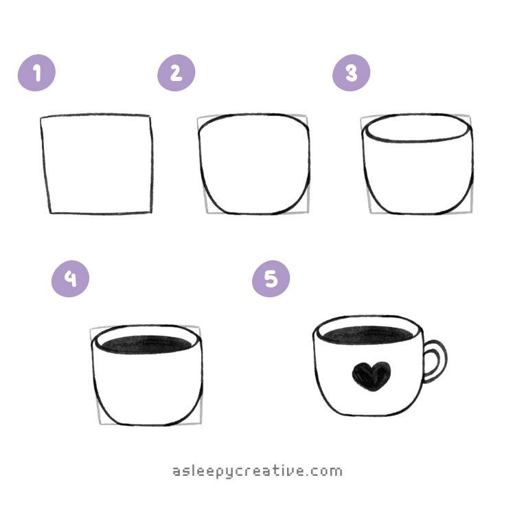 Coffee Cup Easy Drawing Tutorial