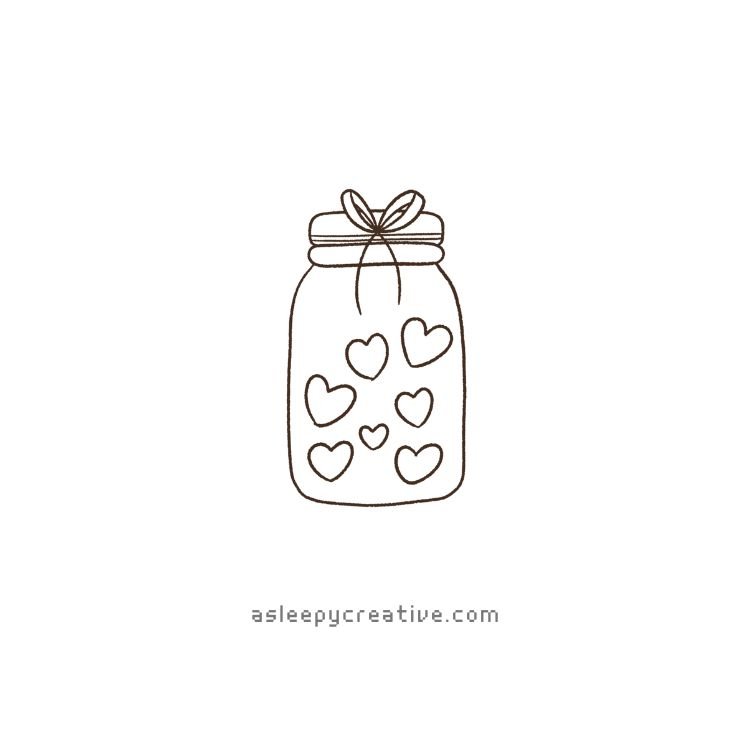 Cute Bottle of Hearts Drawing