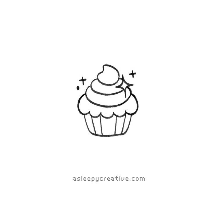 Cute Cupcake Drawing Idea