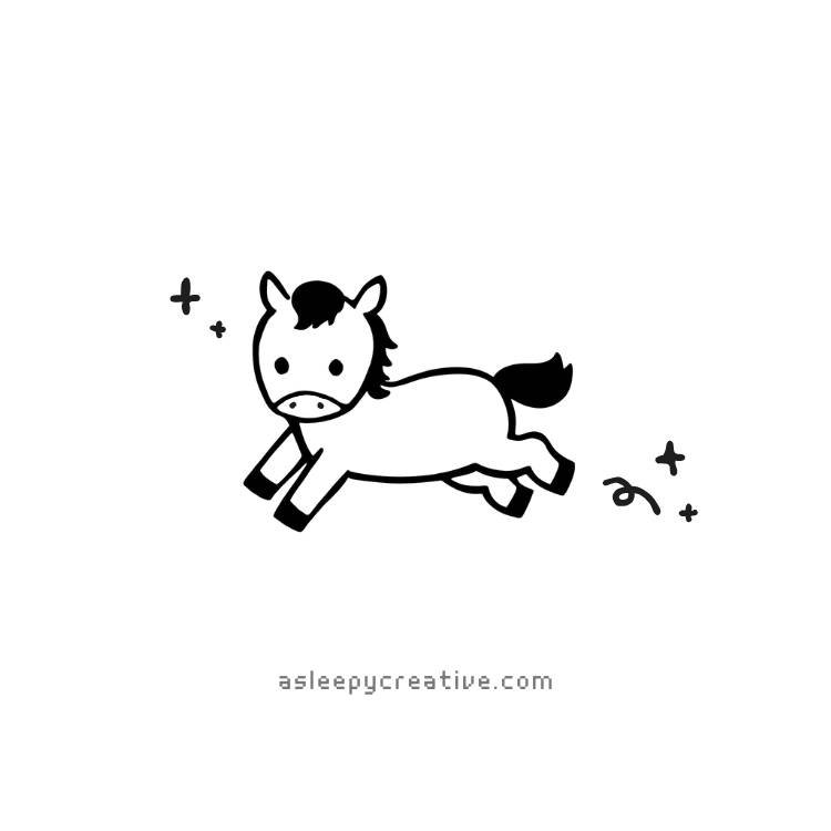 Cute Jumping Horse Drawing Idea