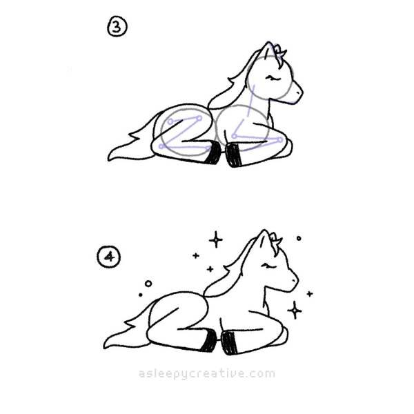 Laying Horse Tutorial Step by Step (2)