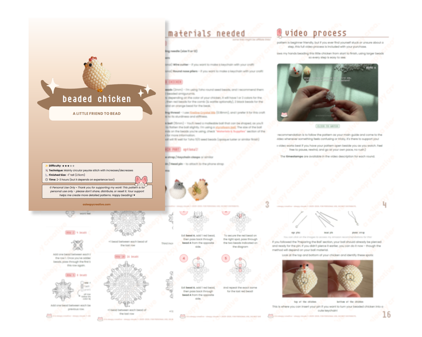 How to Make a 3D Beaded Chicken : Condensed Pattern